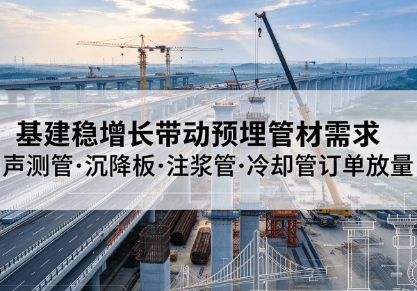 长武基建稳增长带动预埋监测管材需求，声测管、沉降板、注浆管订单持续放量
